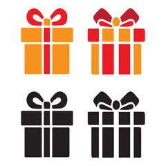 Various gift, box, present, surprise, Christmas gift icon set.  Gift Box vector Icon.