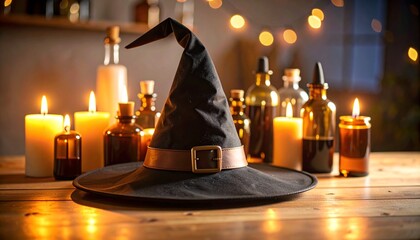 Generate. Witch Hat and Potion Bottles
