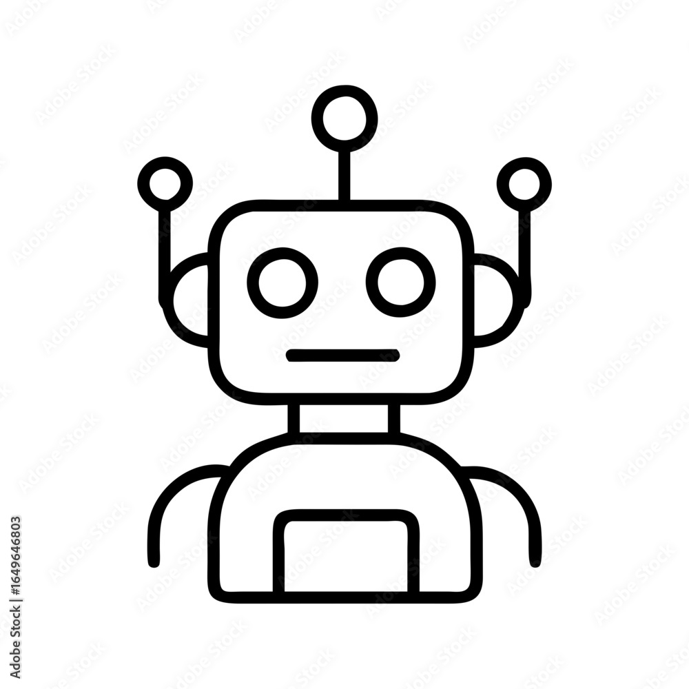 Poster robot outline drawing ai technology automation artificial intelligence futuristic design icon