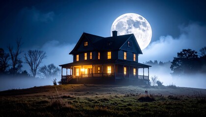 Haunted House at Night
