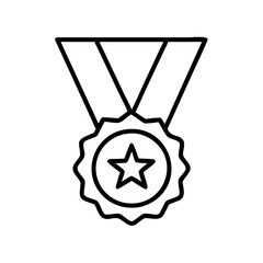 Outline medal award with star vector graphic symbol of achievement and success in black color