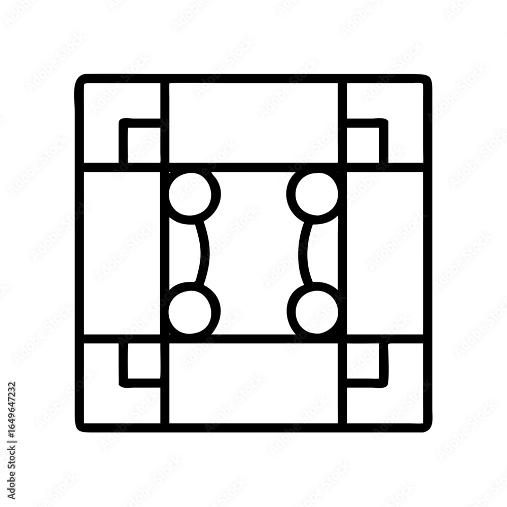 Poster illustration of abstract geometric shape design with circles and squares for graphic design projects