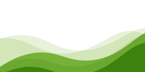 Smooth overlapping green wave shapes with a clean white background. Perfect for eco-friendly design, nature-themed projects, banners, presentations, and websites.