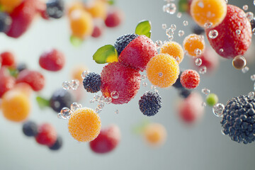 3D Render of Fruit Molecules or Atom Structures