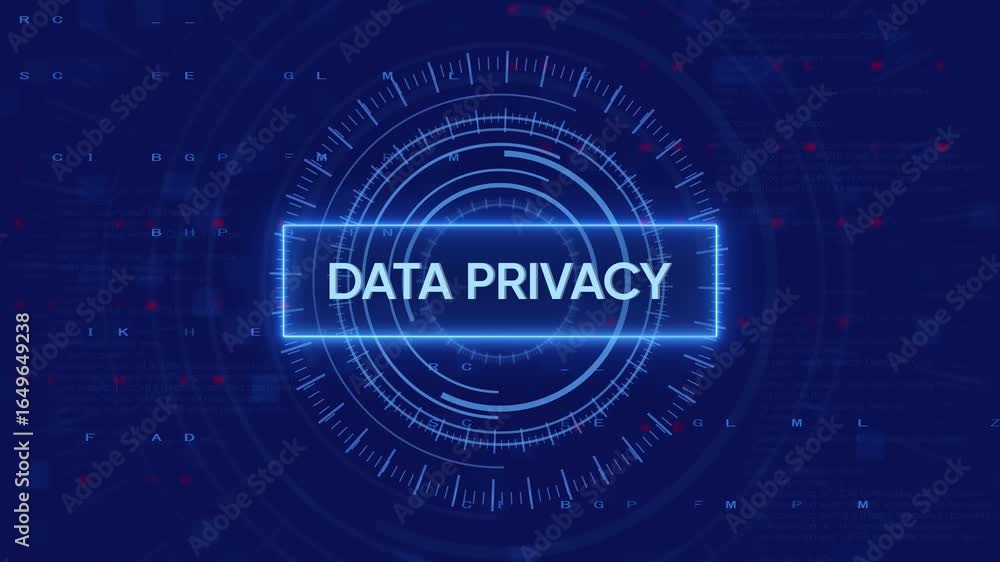 Aufkleber data privacy concept presented with futuristic digital interface and graphics