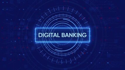 Digital banking futuristic interface with animated technology and data visualization - Powered by Adobe