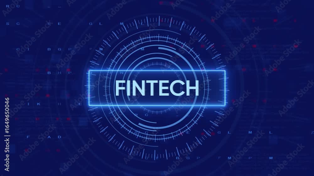 Poster dynamic fintech digital technology concept with futuristic circuitry background animation