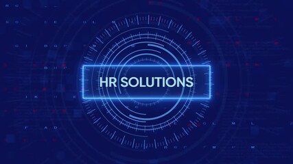 Futuristic hr solutions interface with digital hud and data visualization concept