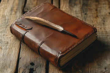 Leather Journal and Feather Quill.

