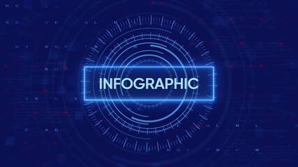 Futuristic tech infographic showing data processing and system metrics with digital graphics