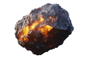 Fiery space rock, molten core glowing