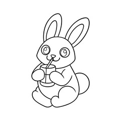 Obraz premium black outline printable bunny planting seeds