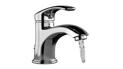 Silver basin mixer isolated on a gray background