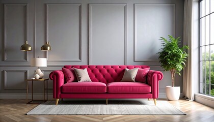 Fototapeta premium シンプルな赤いソファ
