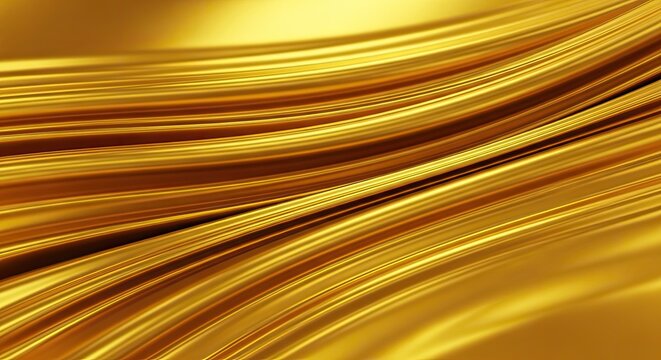 Abstract flowing gold metallic waves with a luxurious and shiny texture, perfect for backgrounds and design elements - Powered by Adobe