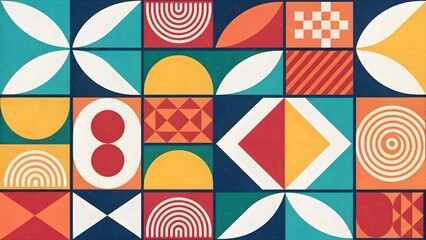 Naklejka premium Abstract Geometric Shapes – Colorful Digital Art Illustration
