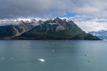 Saint Elias Range by Hubbard glacier with floating ice in the foreground, Alaska scenery