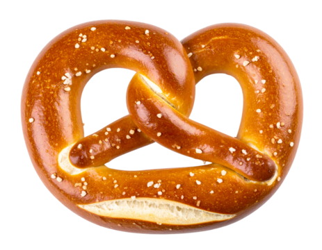  Golden Brown Pretzel Roll with Sesame Seeds, Isolated on Transparent Background