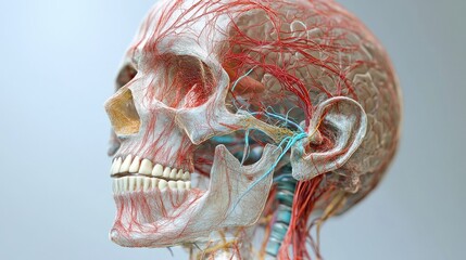 Detailed Anatomical Model of Human Skull and Vessels