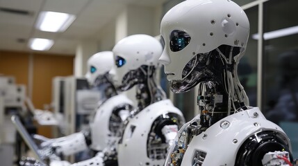 Fototapeta premium Robots in a Modern Tech Laboratory