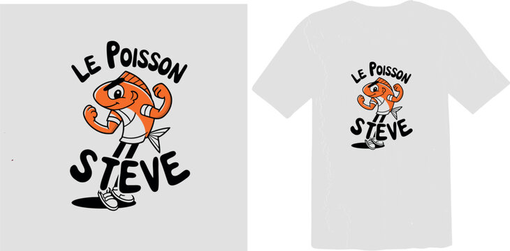  Funny Clownfish Character "Le Poisson Steve" Illustration