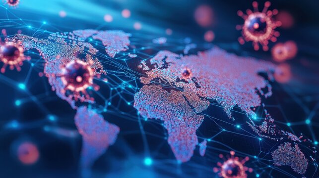 Global Health Crisis Visualization with Virus Icons
