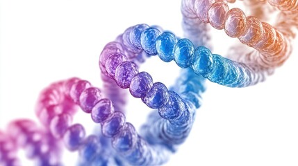 Colorful DNA Helix Strand on White Background