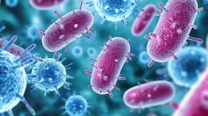 Vibrant Microbial Life Under Electron Microscope View