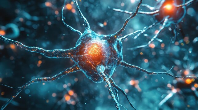 Neural Network Close-Up with Vibrant Glow