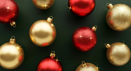 Festive arrangement of red and gold ornaments, perfect for holiday decoration, offering a blend of tradition and bright festivity.