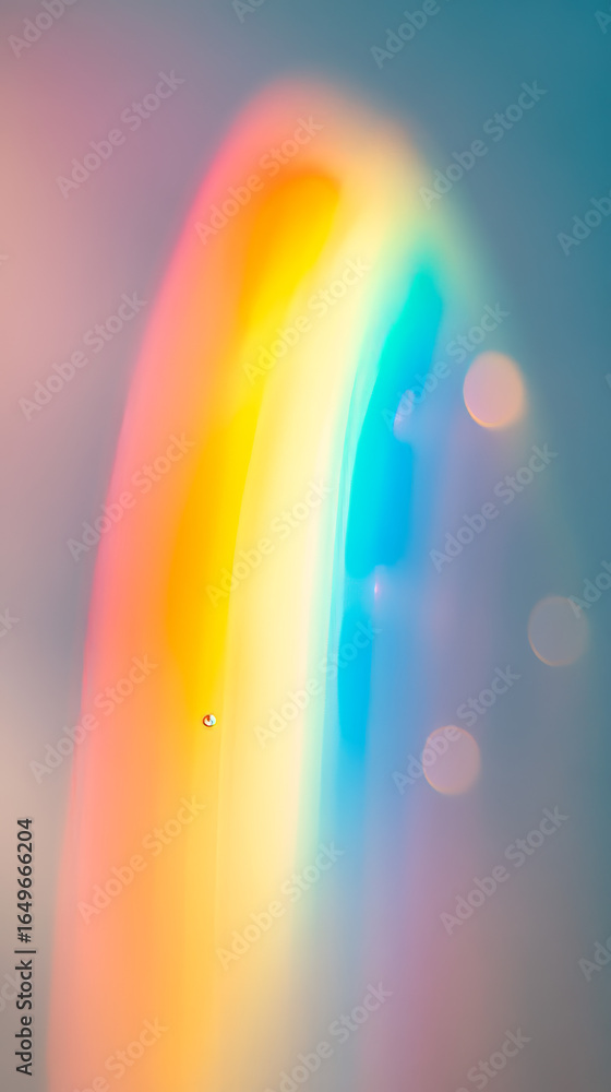 Poster dreamy fluid rainbow colors create a vibrant, abstract background. soft light and bokeh add a serene