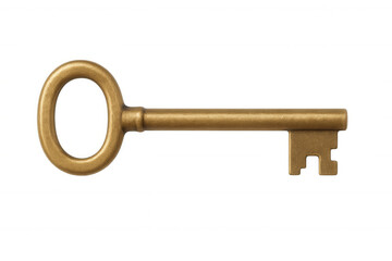 Old golden key isolated on transparent background, symbolizing security, access, and problem-solving