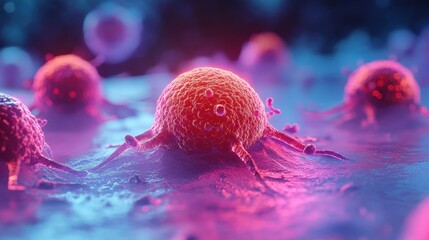 Abstract Digital Rendering of Colorful Microorganisms