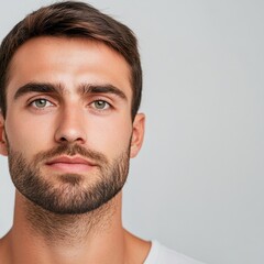 Fototapeta premium Portrait of Handsome Man with Beard and Green Eyes, male model, beauty