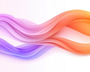 Abstract flowing wave form transitioning from violet to orange. Soft gradients and translucent effects on a white background