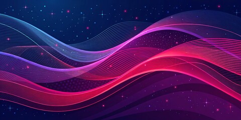 Abstract Space Waves Background with Stars, gradient , futuristic