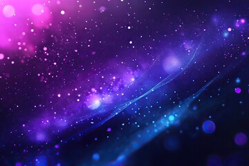 Fototapeta premium Abstract vibrant cosmic background. Bokeh, shimmering, and textured. Deep purples, blues, and pinks. Scattered glowing particles