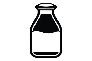 Black and White Milk Bottle Icon Vector Illustration in Simple Style