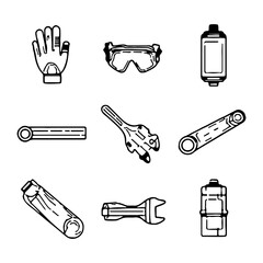 Fototapeta premium Steel vector illustration of keys and hand tools as a security symbol