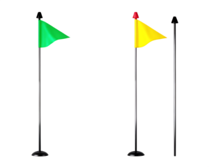 Green yellow golf flags isolated on a transparent background