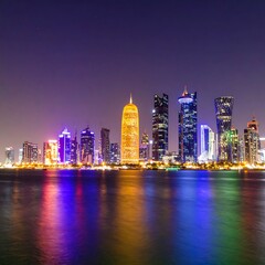 Naklejka premium City skyline at night (6)