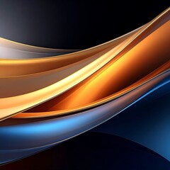 Abstract flowing curves of gold and blue