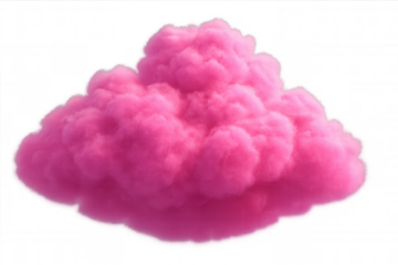 Fluffy pink cloud floating on transparent background, evoking a sense of sweetness, dreams, and fantasy, perfect for creative projects