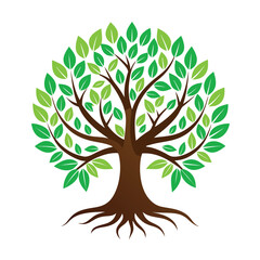 A vibrant illustration of a healthy tree with lush green leaves and strong roots, representing nature, growth, and life