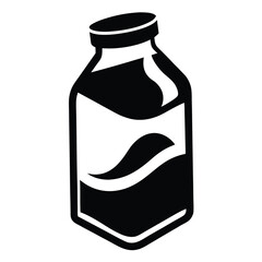 Black and White Graphic Depiction of a Bottle with Wavy Design Element