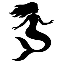 mermaid silhouette icon vector