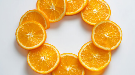 Juicy Orange Slices Arranged in a Circular Pattern. Ai gen.
