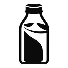 Black Silhouette Graphic of a Bottle with Liquid and a Screw Cap Design