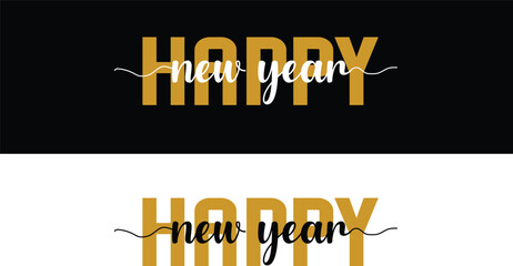Happy New Year Typography Design &ndash; Festive Greeting Graphic