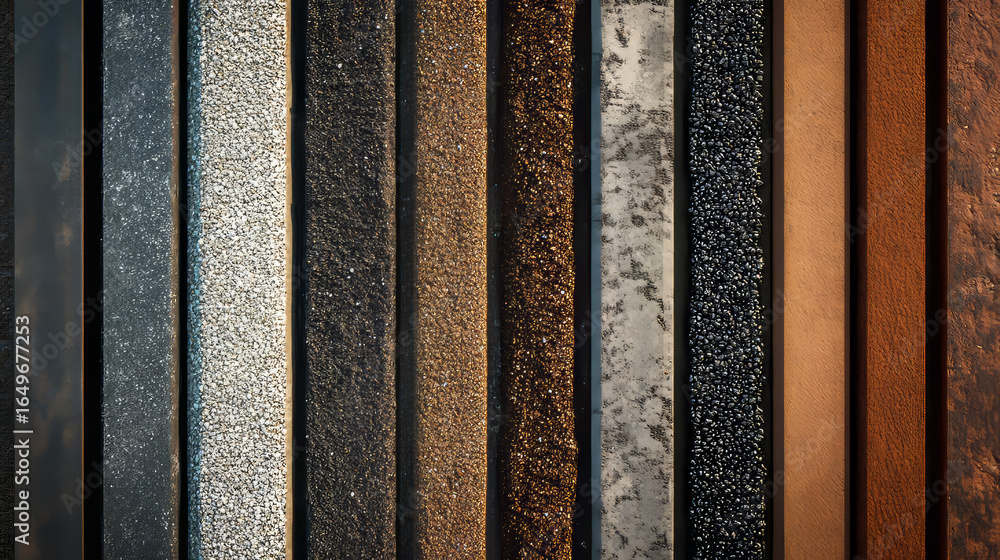 Poster diverse textural strips create a captivating abstract background. varied materials show rich pattern